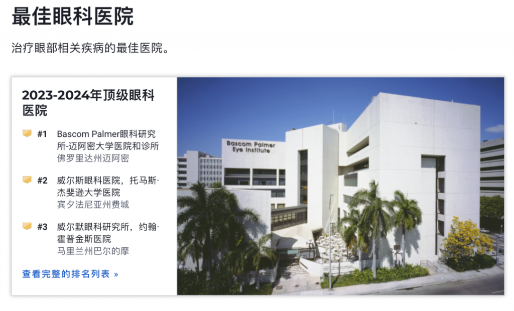 U.S News公布2023-2024年美国最佳医院及15个专科排行榜