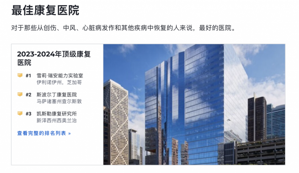 U.S News公布2023-2024年美国最佳医院及15个专科排行榜