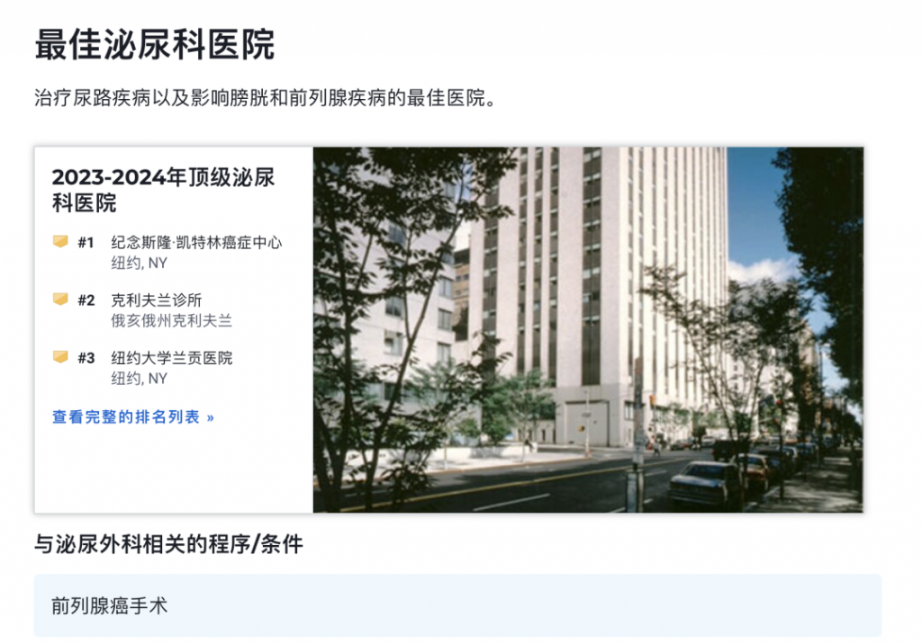 U.S News公布2023-2024年美国最佳医院及15个专科排行榜