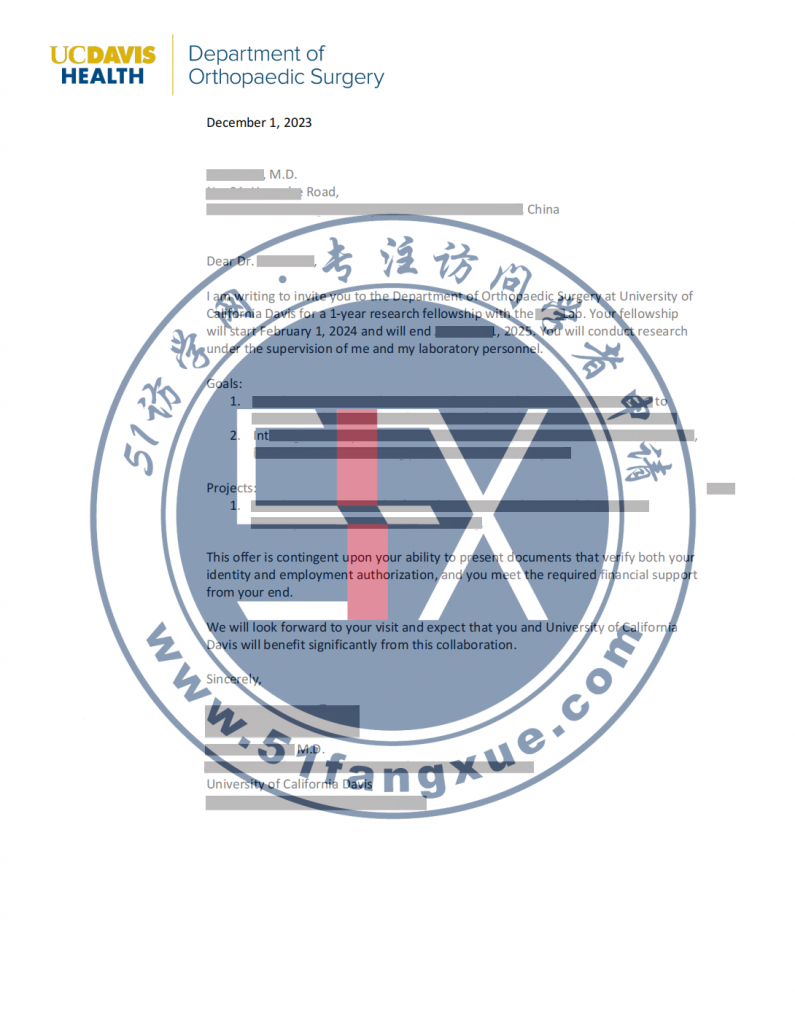 恭喜！L医生喜提美国加州大学戴维斯分校访问学者邀请函