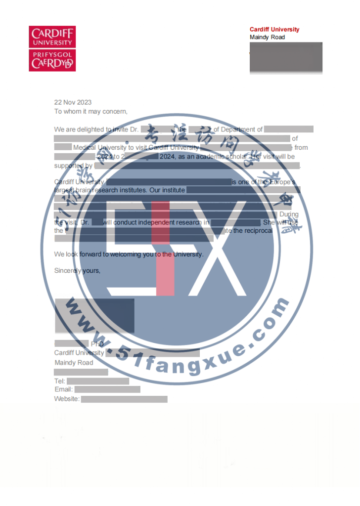 恭喜！M医生喜提英国名校卡迪夫大学访问学者邀请函
