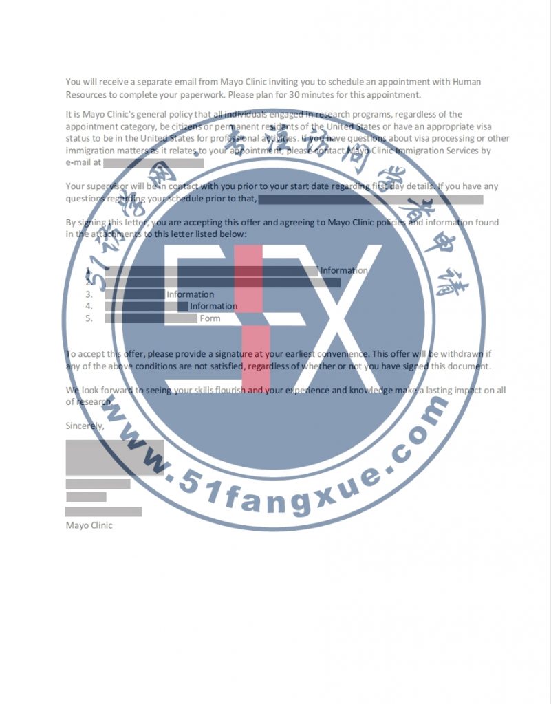 恭喜！C医生喜提顶级医疗学府--梅奥诊所访问学者邀请函