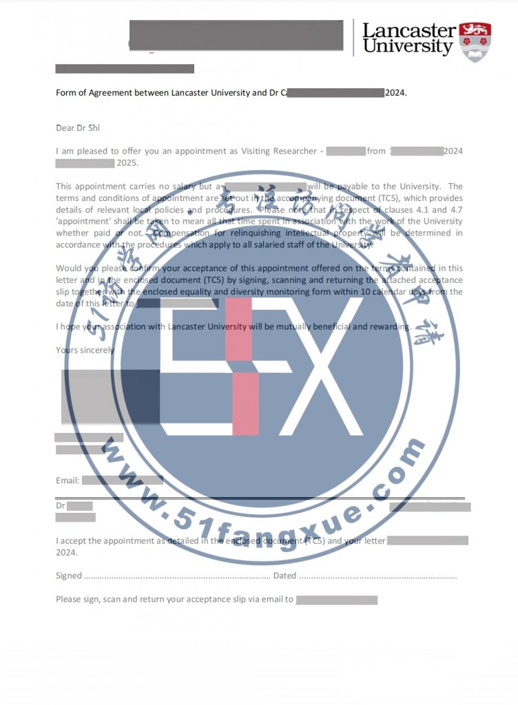 恭喜！C老师喜提英国名校兰卡斯特大学访问学者邀请函