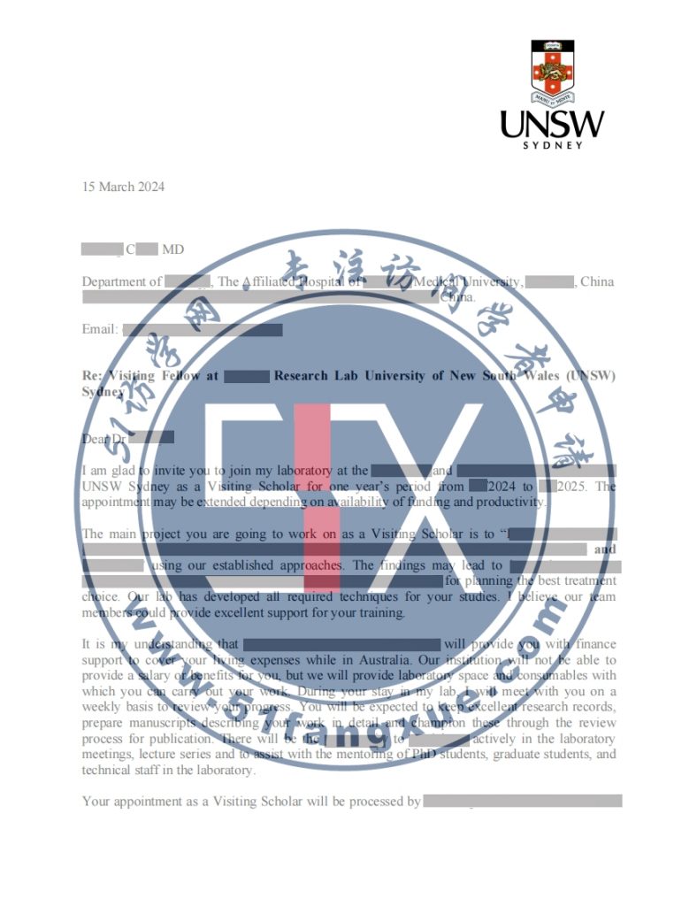 恭喜！C医生喜提澳大利亚新南威尔士大学访问学者邀请函
